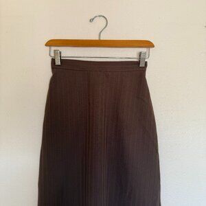 Brown and Red Pin-stripe High Waist Mid Length A-line Skirt 24" Waist